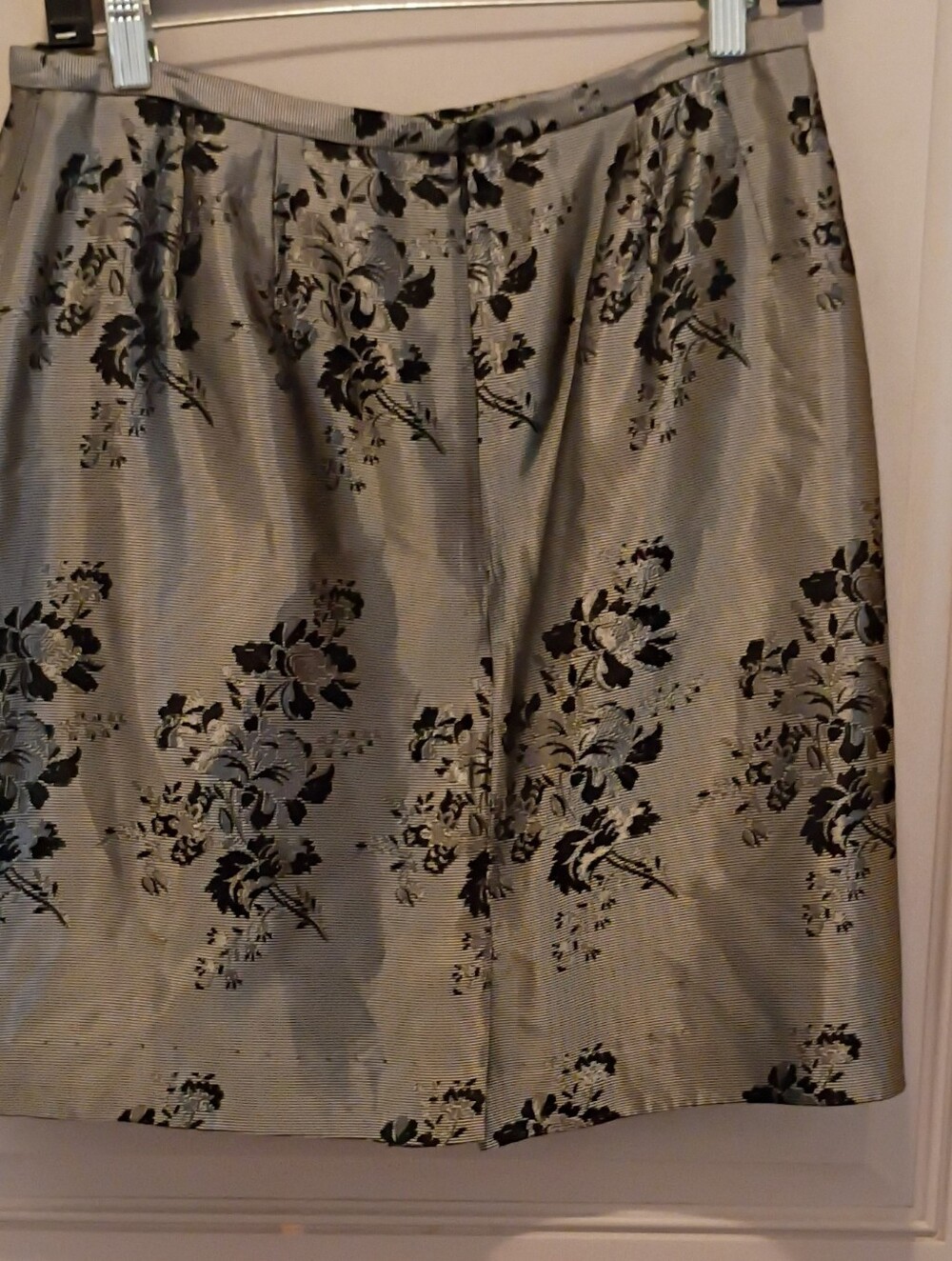 Gantos Black Floral 100%Acetate Knee Length Skirt Size 14